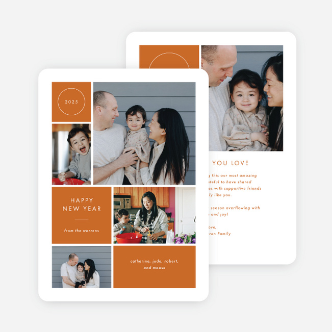 Memory Mosaic New Year Cards and Invitations - Orange