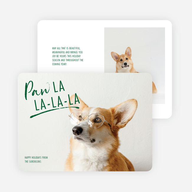 Spreading Pawsitive Vibes Holiday Cards and Invitations - Green