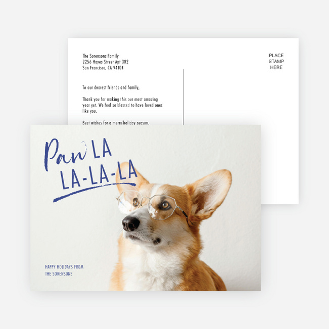 Spreading Pawsitive Vibes Holiday Cards and Invitations - Blue