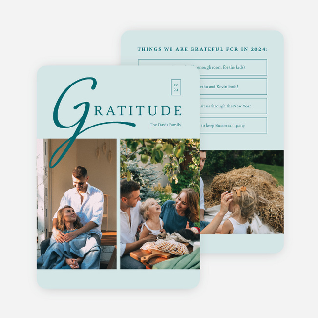 Counting Our Blessings Holiday Cards and Invitations - Blue