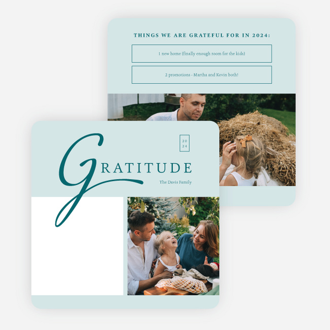 Counting Our Blessings Holiday Cards and Invitations - Blue