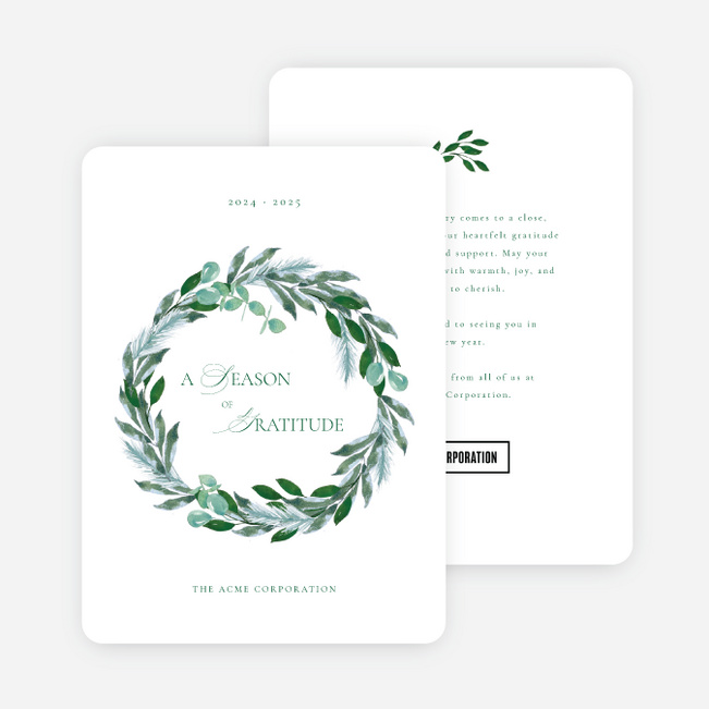 Evergreen Embellishment Corporate Holiday Cards & Corporate Christmas Cards - Green