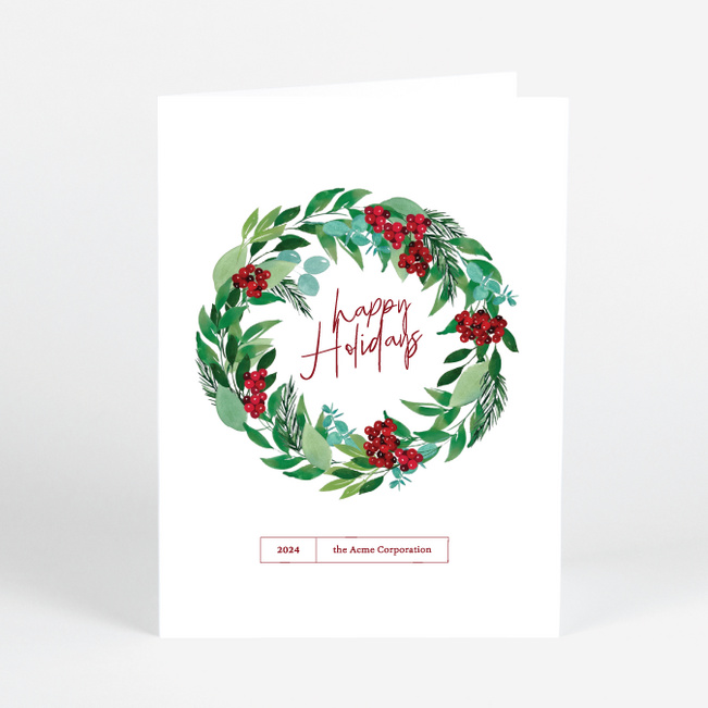 Winter Garland Corporate Holiday Cards & Corporate Christmas Cards - White