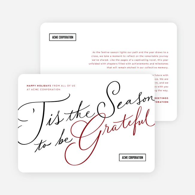 Seasonally Stacked Corporate Holiday Cards & Corporate Christmas Cards - Red