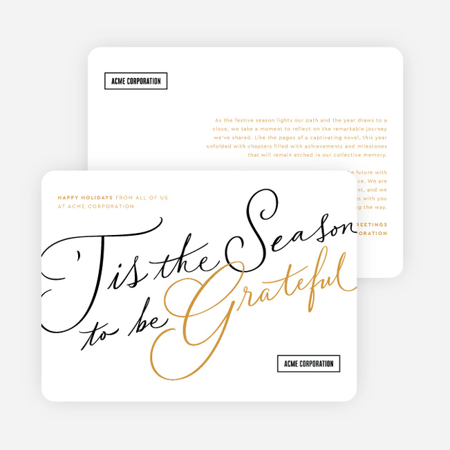 Seasonally Stacked Corporate Holiday Cards & Corporate Christmas Cards - Yellow