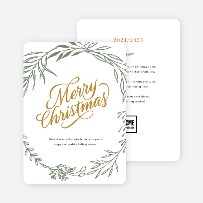 Yuletide Ring Corporate Holiday Cards & Corporate Christmas Cards - Yellow
