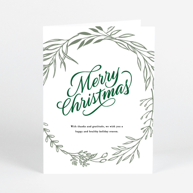 Yuletide Ring Corporate Holiday Cards & Corporate Christmas Cards - Green