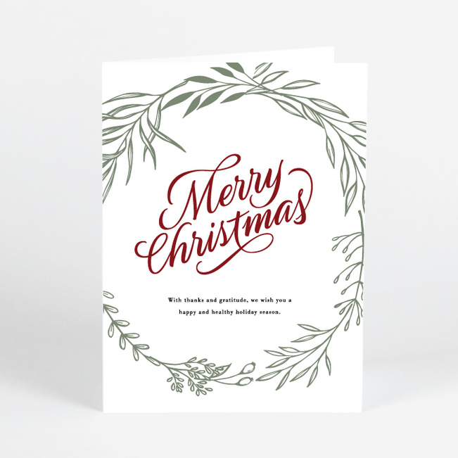 Yuletide Ring Corporate Holiday Cards & Corporate Christmas Cards - Red