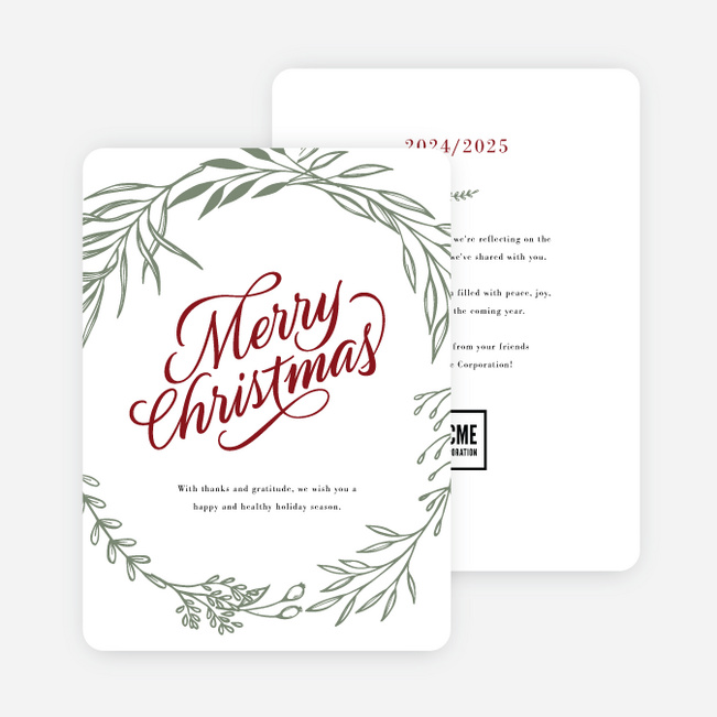 Yuletide Ring Corporate Holiday Cards & Corporate Christmas Cards - Red