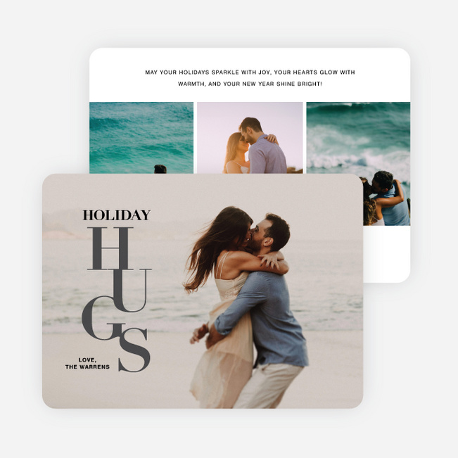 Heartfelt Hugs Holiday Cards and Invitations - Black