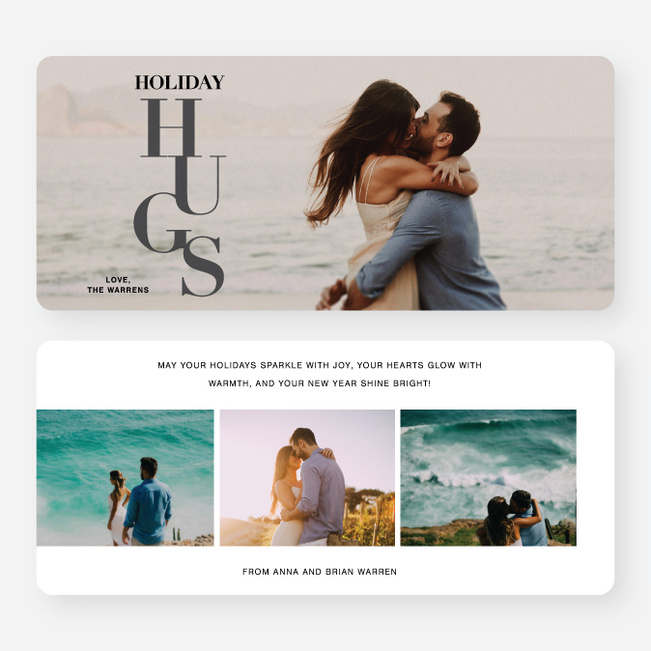 Heartfelt Hugs Holiday Cards and Invitations - Black