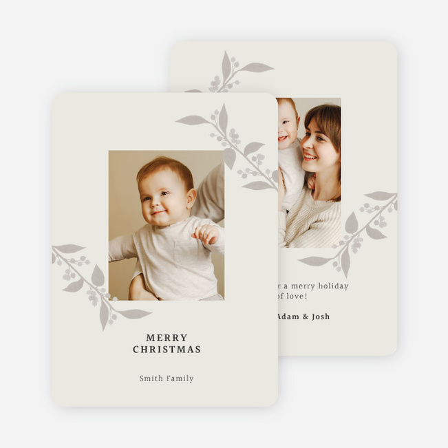 Poinsettia Sprigs Christmas Cards - Beige
