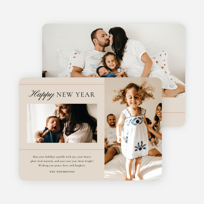 Tales of Tinsel New Year Cards and Invitations - Beige