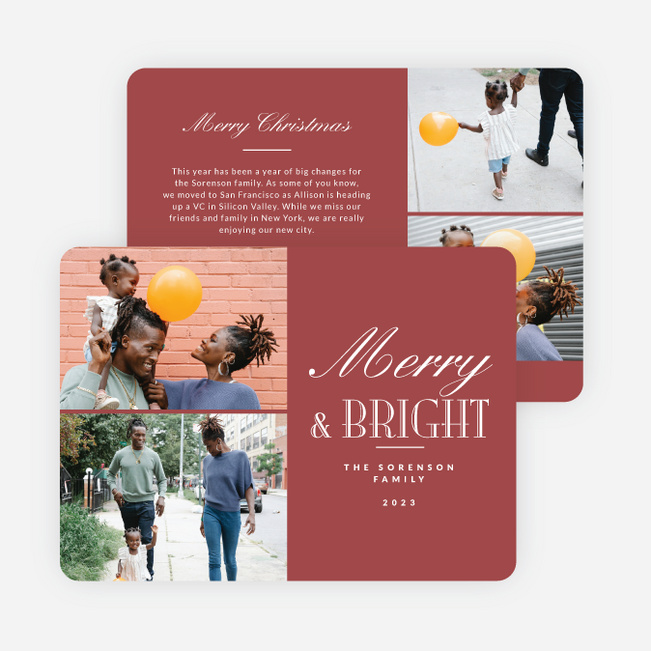 Blissful Wishes Personalized Christmas Cards - Pink
