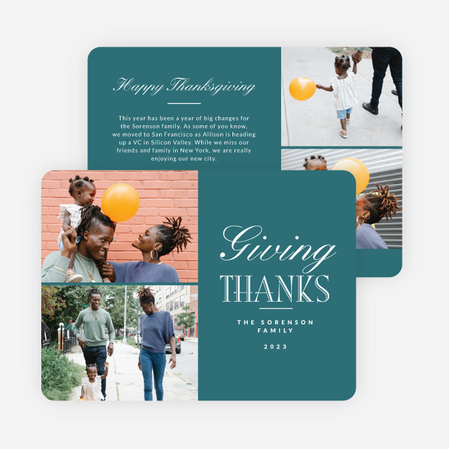 Blissful Wishes Thanksgiving Cards - Blue