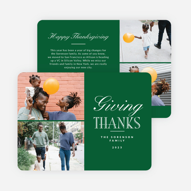 Blissful Wishes Thanksgiving Cards - Green