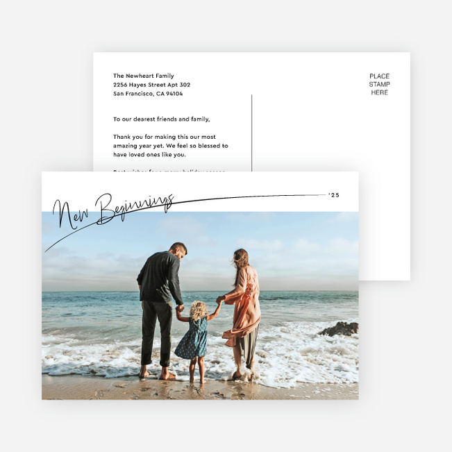 Casually Written New Year Cards and Invitations - White