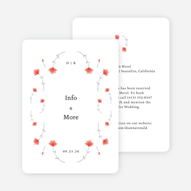 Floral Border Wedding Information Cards - White