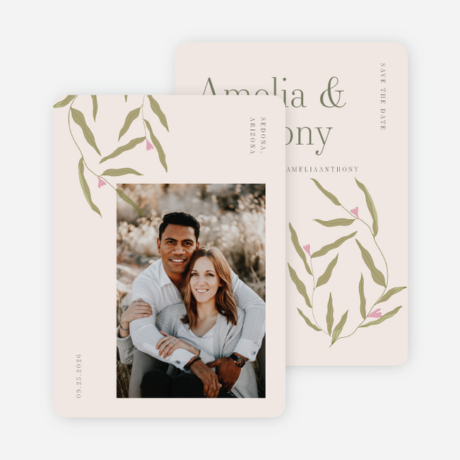 Softly Blooming Save the Date Cards - Green