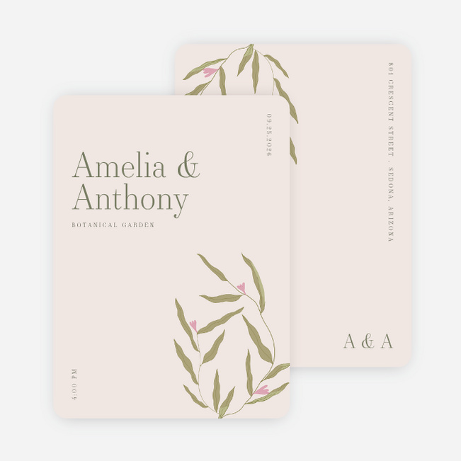 Softly Blooming Wedding Invitations - Green