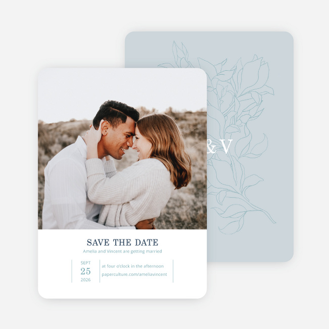 Vintage Garden Save the Date Cards - Blue