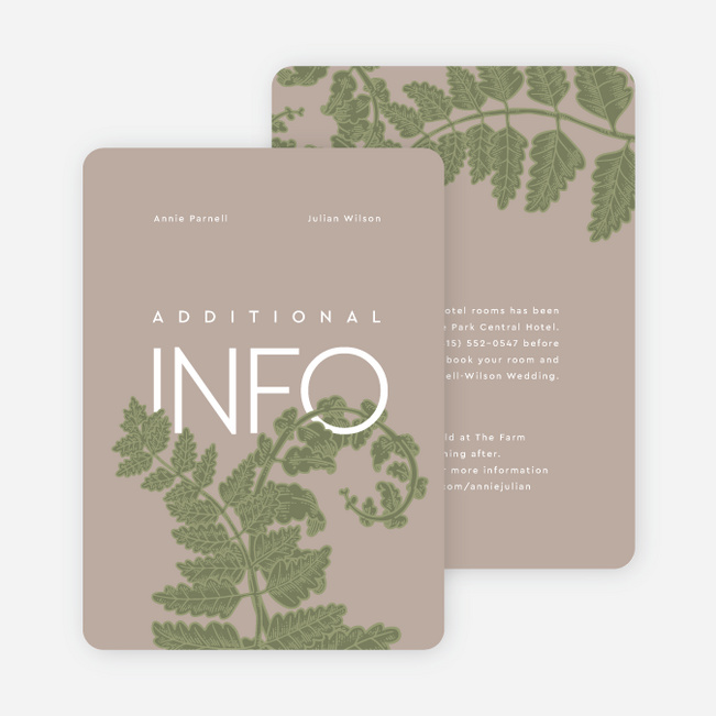 Fern Wrap Wedding Information Cards - Brown