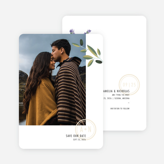 Mediterranean Romance Save the Date Cards - Beige