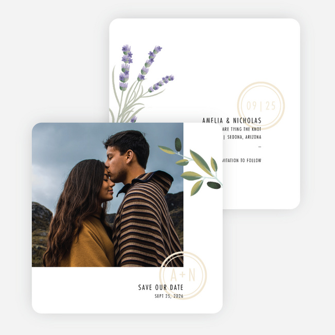 Mediterranean Romance Save the Date Cards - Beige