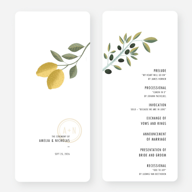 Mediterranean Romance Wedding Programs - Beige
