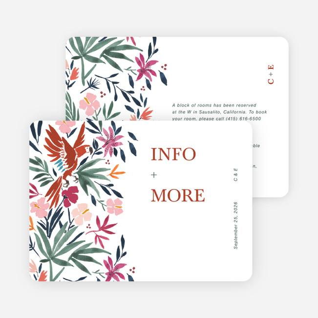 Exotic Floral Wedding Information Cards - White