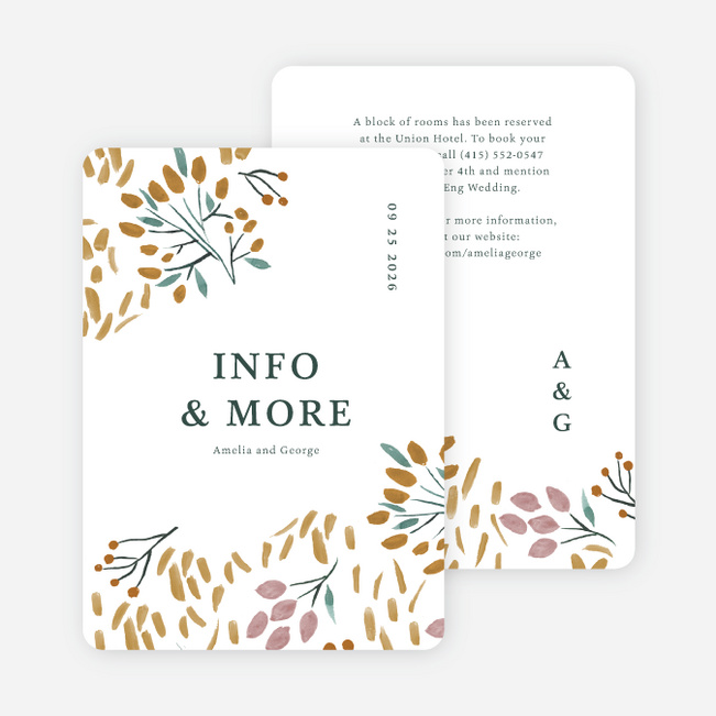 Fall Foliage Wedding Information Cards - White