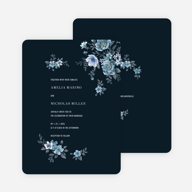 Love At Midnight Wedding Invitations - Blue