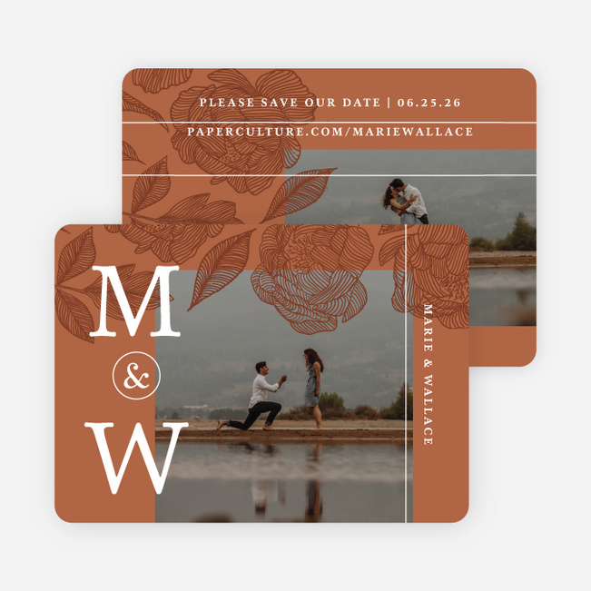 Cascading Florals Save the Date Cards - Brown