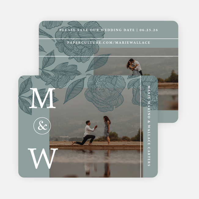 Cascading Florals Save the Date Cards - Blue