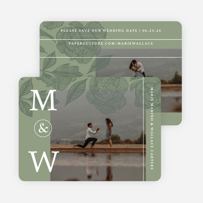 Cascading Florals Save the Date Cards - Green