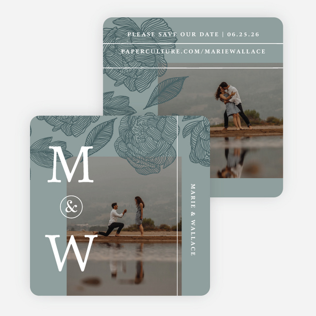 Cascading Florals Save the Date Cards - Blue