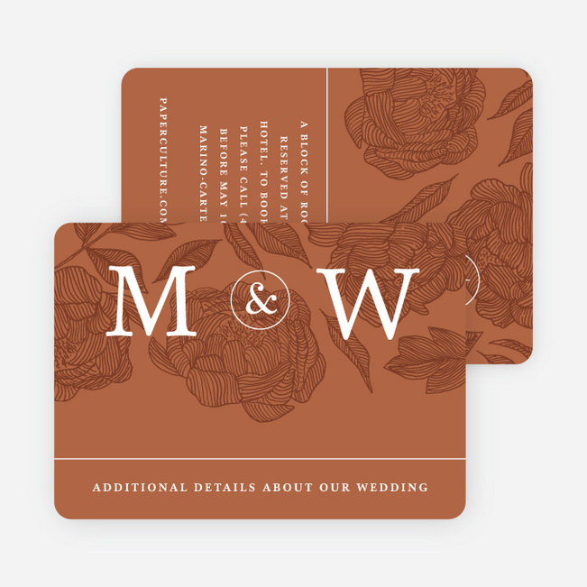 Cascading Florals Wedding Information Cards - Brown