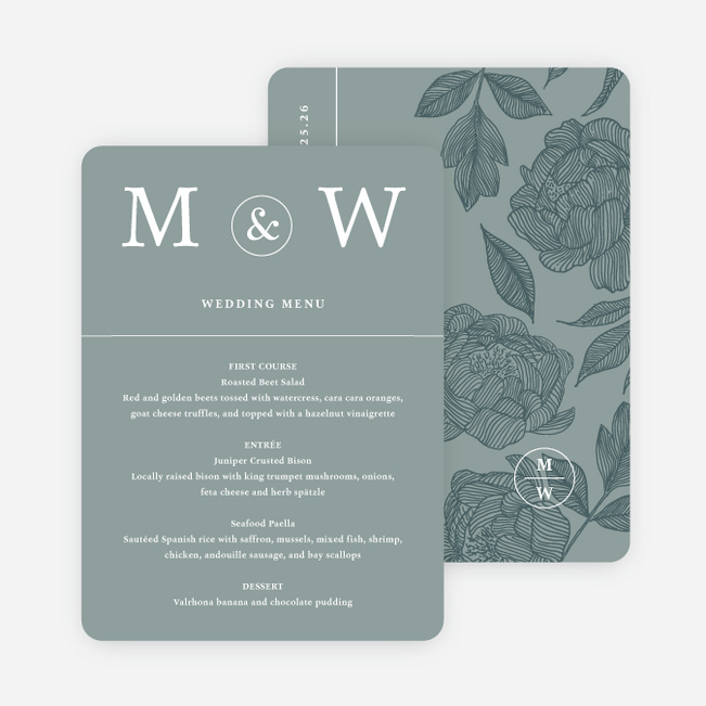 Cascading Florals Wedding Menus - Blue
