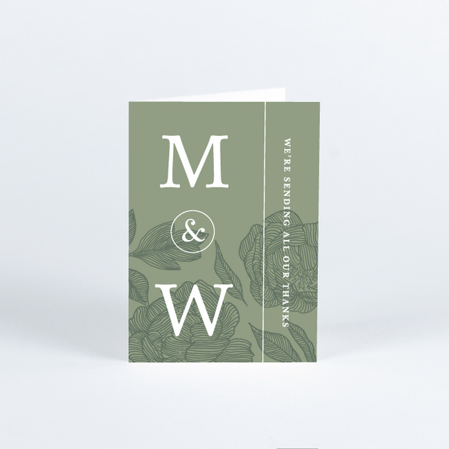 Cascading Florals Wedding Thank You Cards - Green