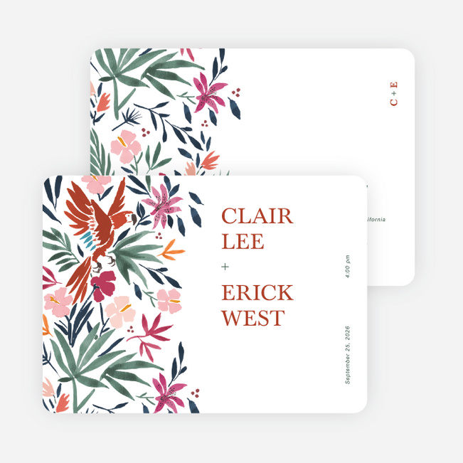 Exotic Floral Wedding Invitations - White