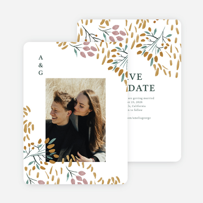 Fall Foliage Save the Date Cards - White