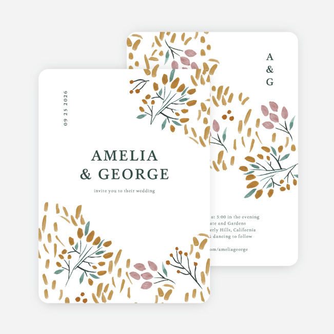 Fall Foliage Wedding Invitations - White