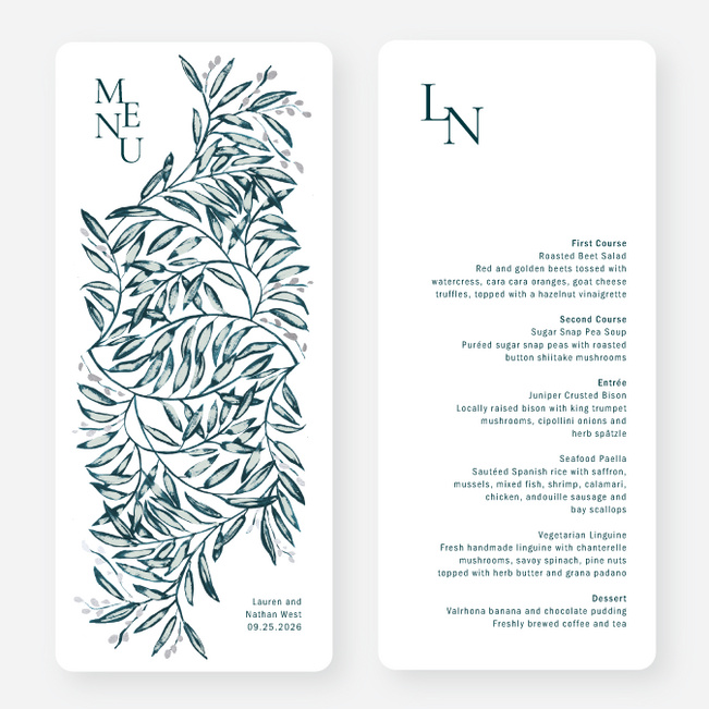 Shimmering Eucalyptus Wedding Menus - Gray
