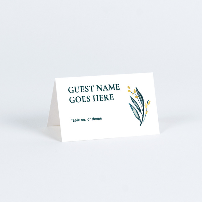 Shimmering Eucalyptus Wedding Name Cards & Place Cards - Yellow
