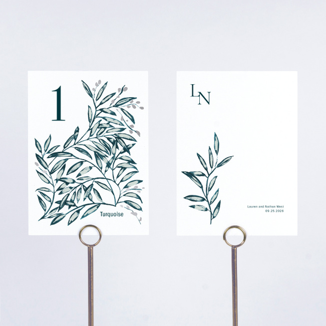 Shimmering Eucalyptus Wedding Table Cards - Gray