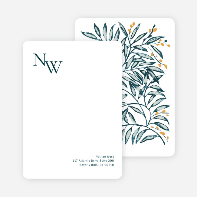 Shimmering Eucalyptus Wedding Thank You Cards - Yellow