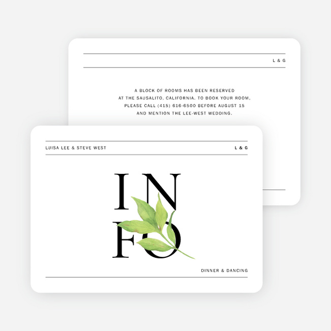 Minimalist Elegance Wedding Information Cards - White