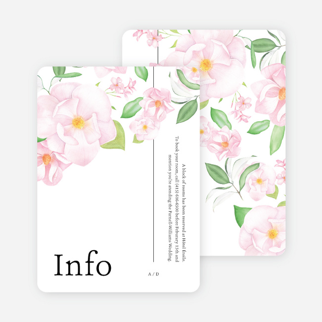 Watercolor Magnolias Wedding Information Cards - White