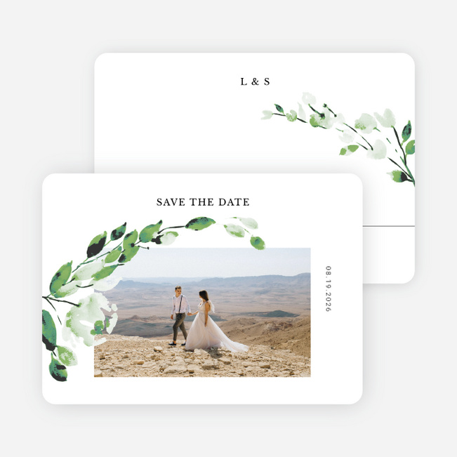 Delicate Trailing Vine Save the Date Cards - White