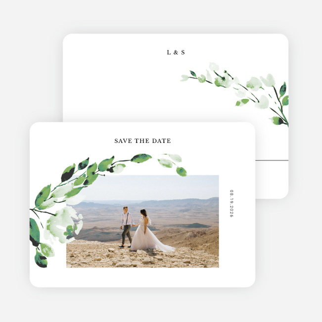 Delicate Trailing Vine Save the Date Cards - White